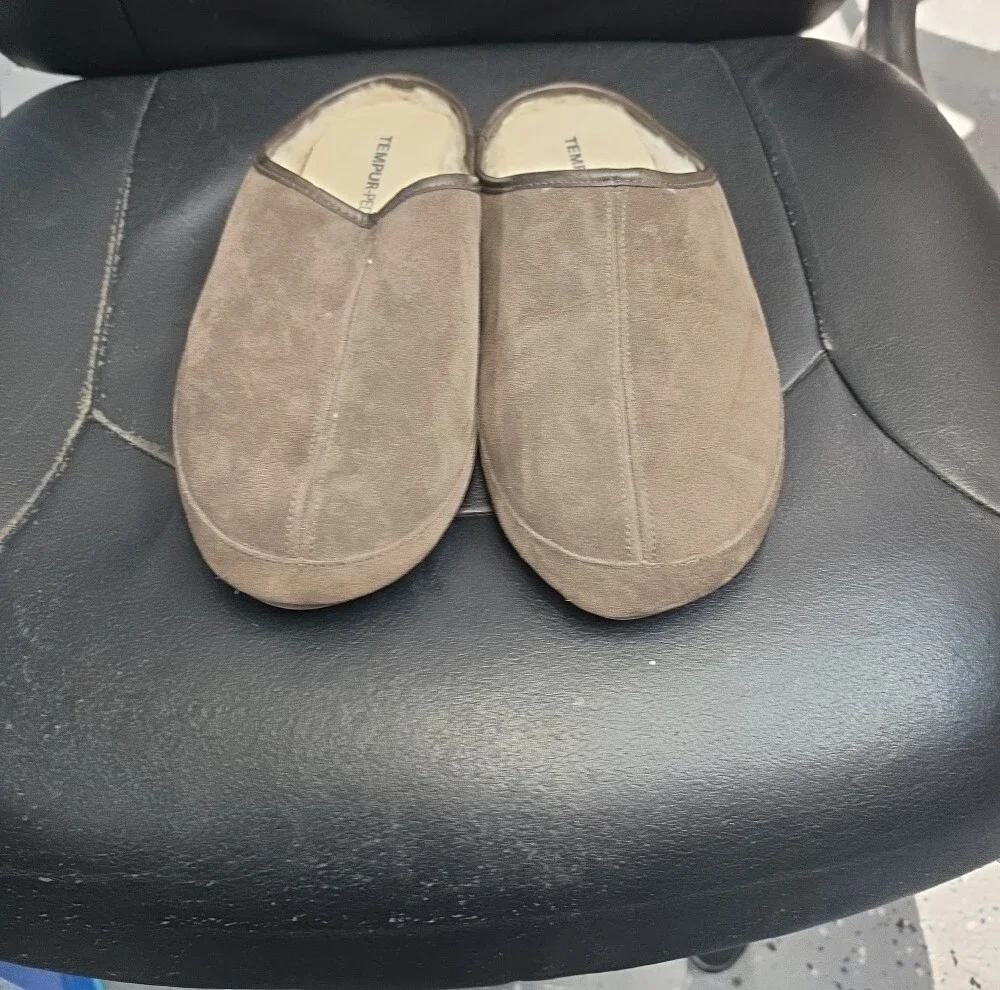 Men's Tempur Pedic Brown Suede Memory Foam Slip-On Slippers